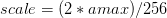 scale = (2 * amax) / 256